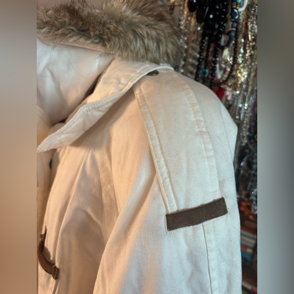 PIZAZZ Vintage 90s Cream Cotton Parka Faux Fur Collar Aspen Ski Lodge NWT M/L - Picture 7 of 17